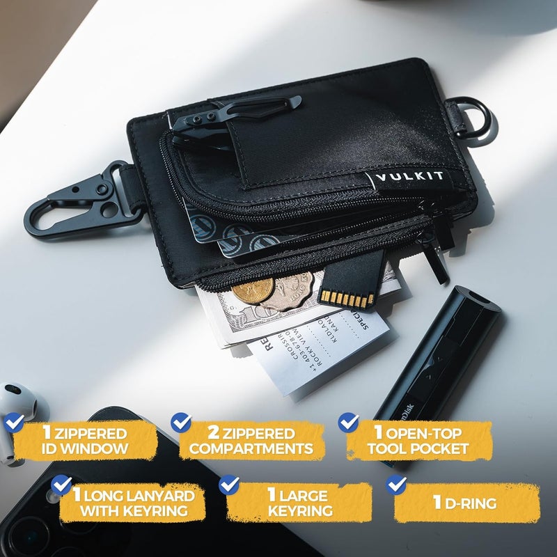 VULKIT Water-Resistant Keychain Wallet with Lanyard for Men and Women, Outdoor Zipper Pouch Wallet with Clear ID Window, for Hiking, Fishing, Skateboard and any Outdoor Activities, Shadow Trek - Image 4